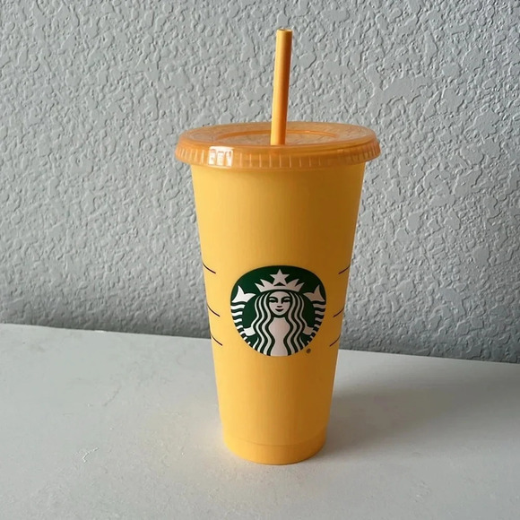 3/$24 Starbucks Reusable Color Changing Cold Cup - Yellow/orange - Picture 2 of 7